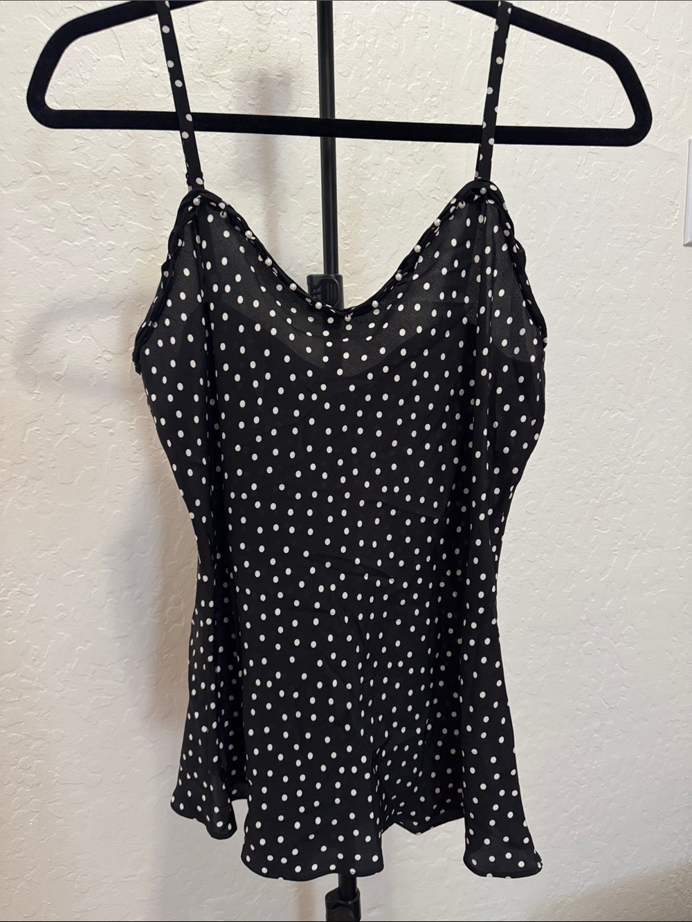 White House Black Market 100% Silk Polka Dot Slip Cami